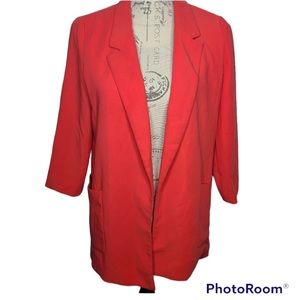 Harlowe & Graham Coral Open Front Boyfriend Blazer